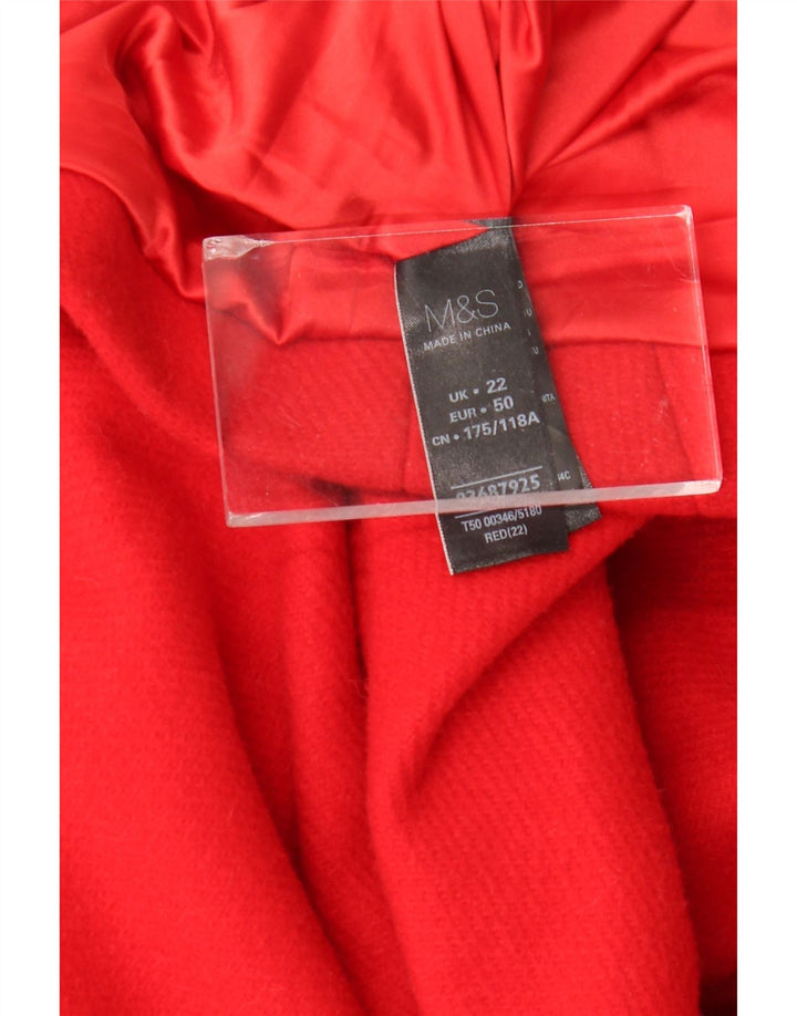 Marks & Spencer Womens Military Overcoat UK 22 3XL Red Wool Classic