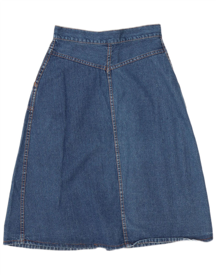 Saia feminina vintage maxi jeans linha A W28 azul médio