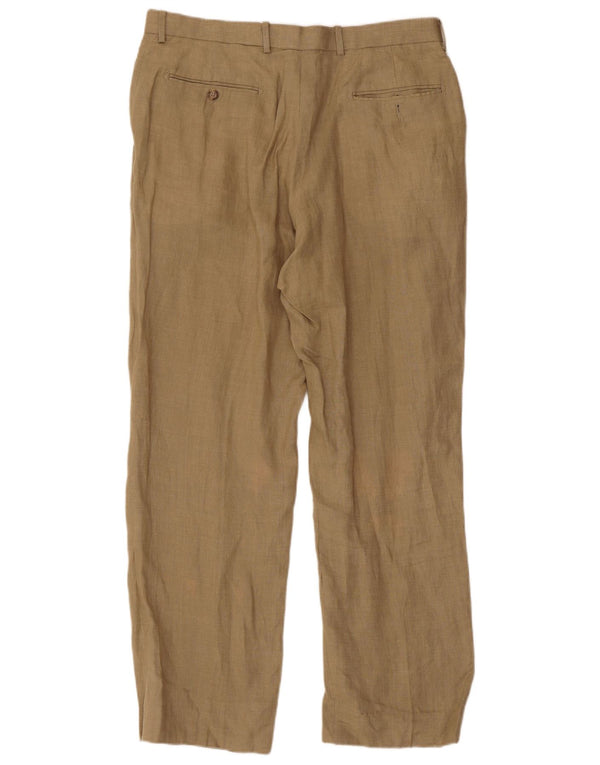 Marks & Spencer Męskie proste spodnie Chino W34 L31 Beżowe lniane