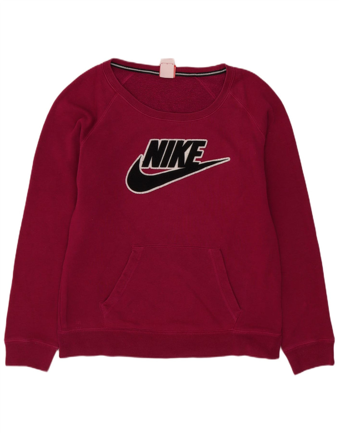 Felpa con grafica Nike da donna, maglione UK 14, cotone rosa medio