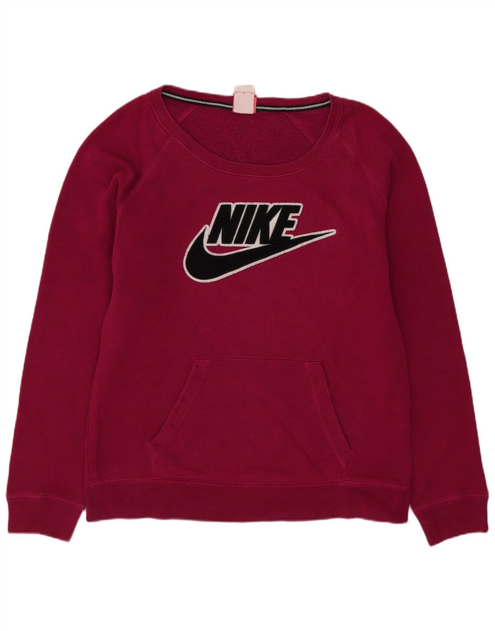 Felpa con grafica Nike da donna, maglione UK 14, cotone rosa medio