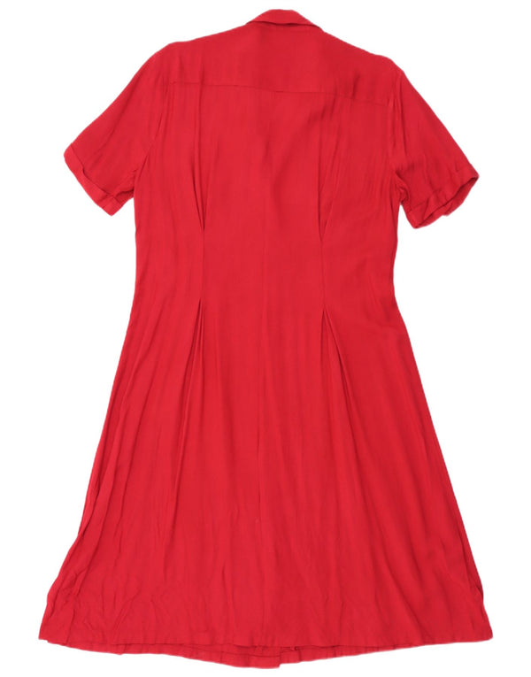 H&M Damen-Hemdkleid mit kurzen Ärmeln IT 42 Medium Red Rayon