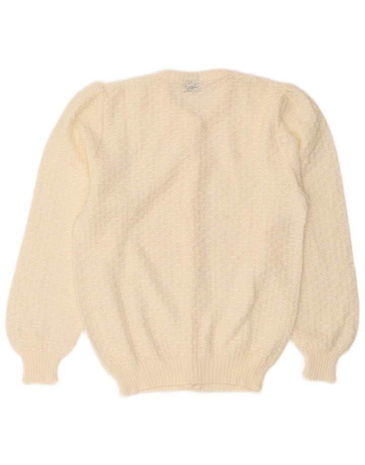 Vintage Womens Cardigan Sweater UK 10 Small Off White