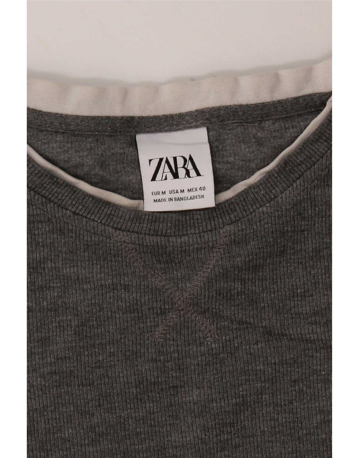 Zara γυναικείο τοπ μακρυμάνικο UK 12 Medium Grey