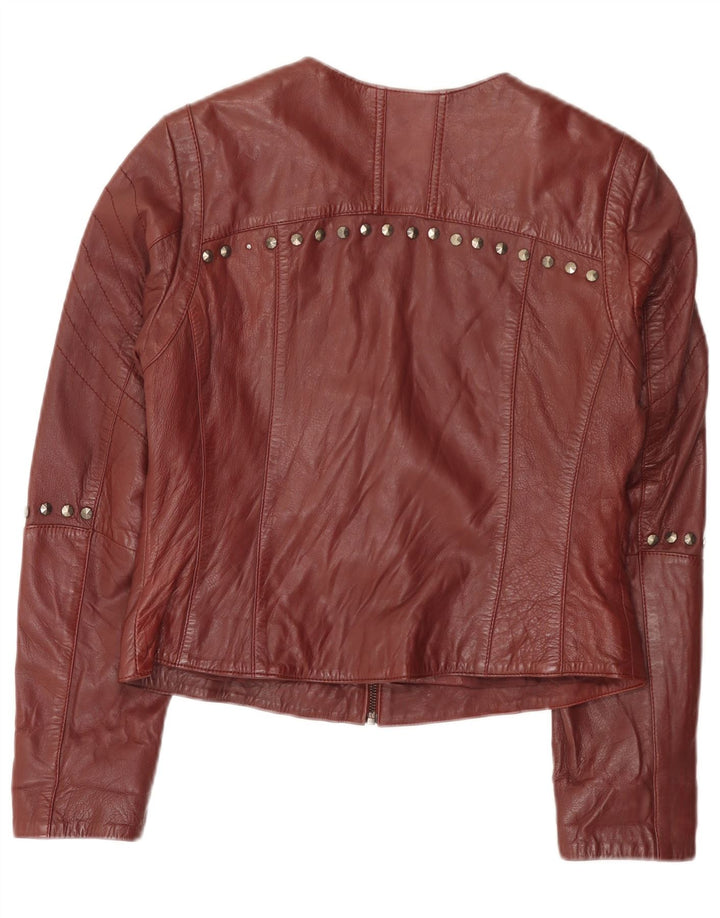 Jachetă motociclist din piele pentru femei Amy Vermont EU 38 Medium Burgundy pete