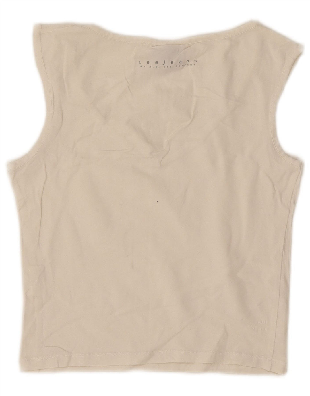 Lee Womens Crop Vest Top UK 14 Large Off White Cotton