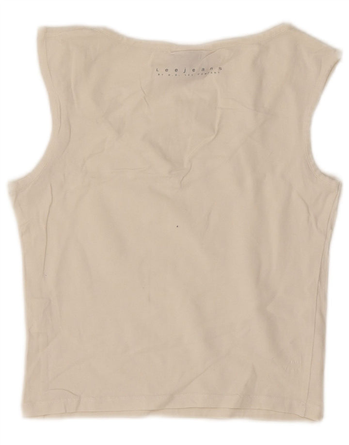 Lee Womens Crop Vest Top UK 14 Large Off White Cotton