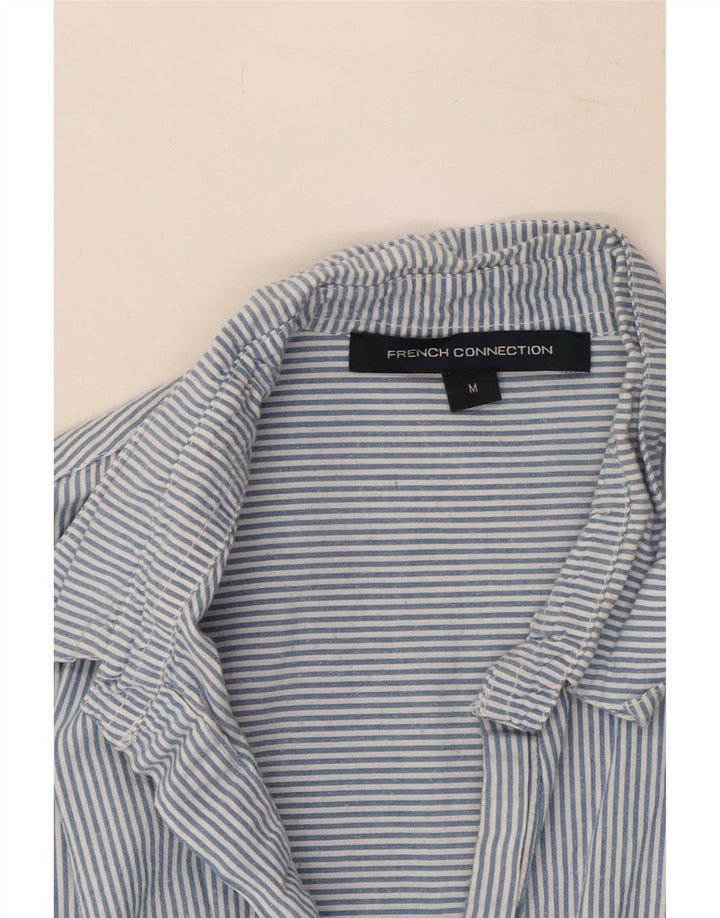 French Connection Womens Pullover Shirt UK 14 Medium Blue Pinstripe