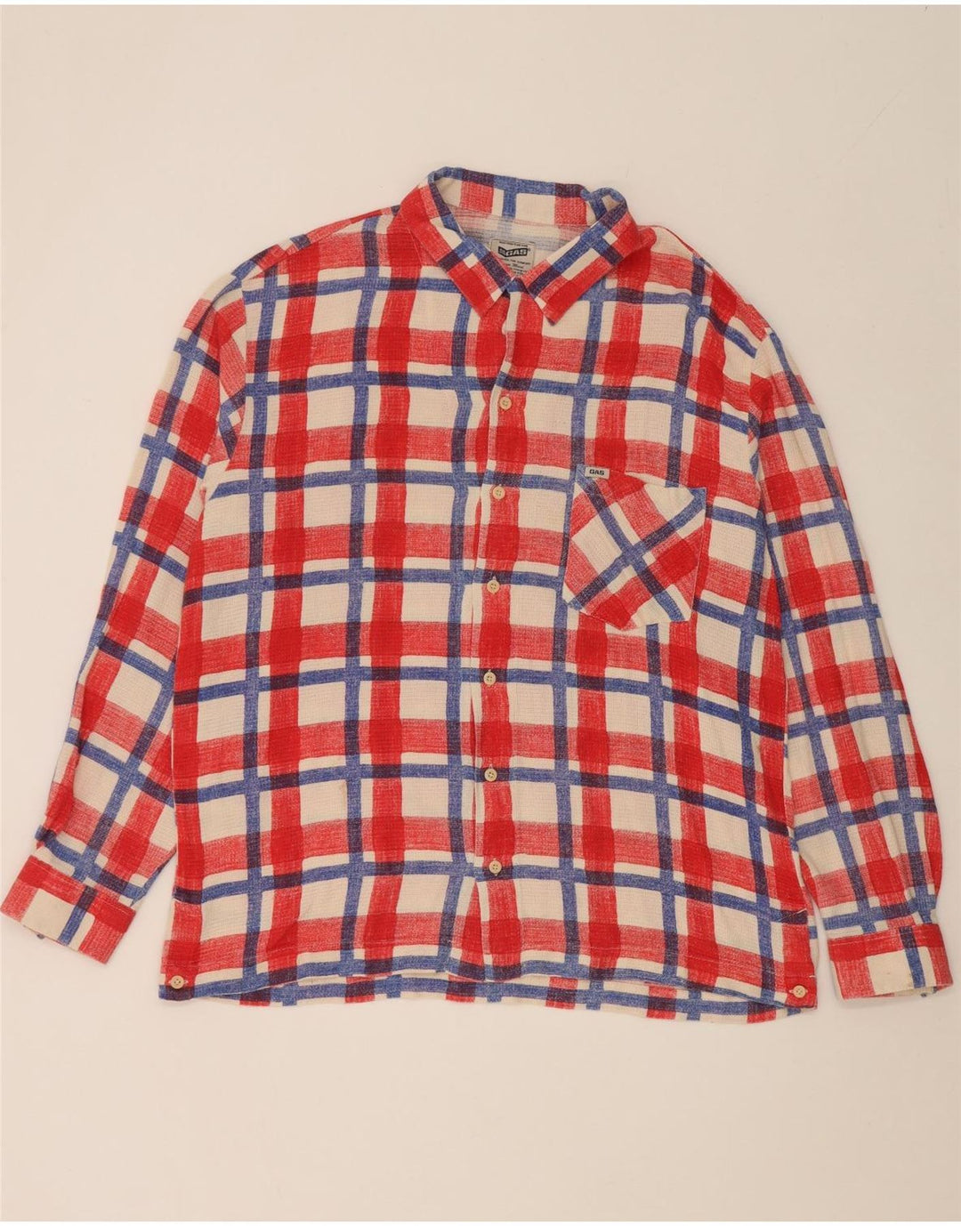 Gas Mens Shirt XL Red Check Cotton