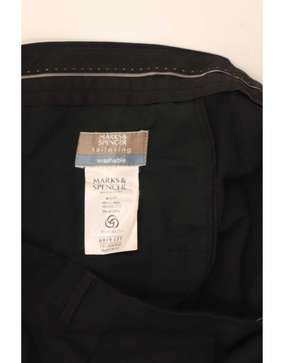 Pantaloni de costum pentru bărbați Marks & Spencer L34 L31 bleumarin poliester