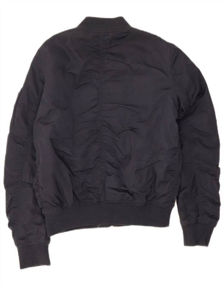 Topshop Womens Bomber Jacket UK 12 Medium Navy Blue Polyester