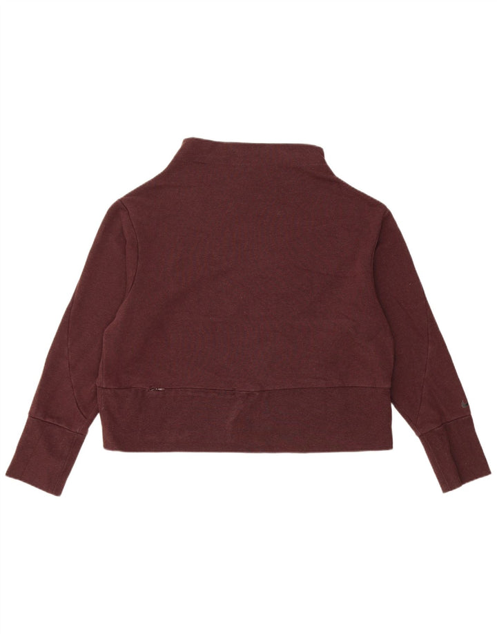 Nike Womens Dri Fit Crop Sweatshirt Jumper UK 14 Medium Burgundy Polyester