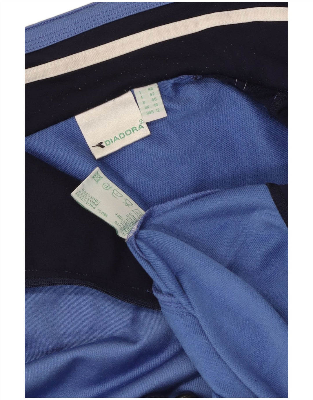 Diadora Womens Oversized Tracksuit Top Jacket UK 14 Large Blue Colourblock