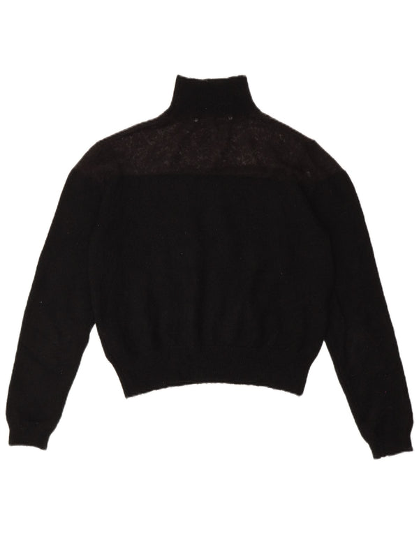 Zara Damen Crop Rollkragenpullover Pullover UK 10 Small Schwarz Polyester