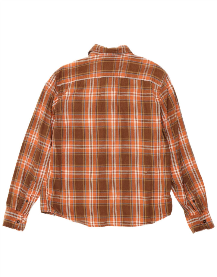Timberland Mens Flannel Shirt Medium Brown Check Cotton