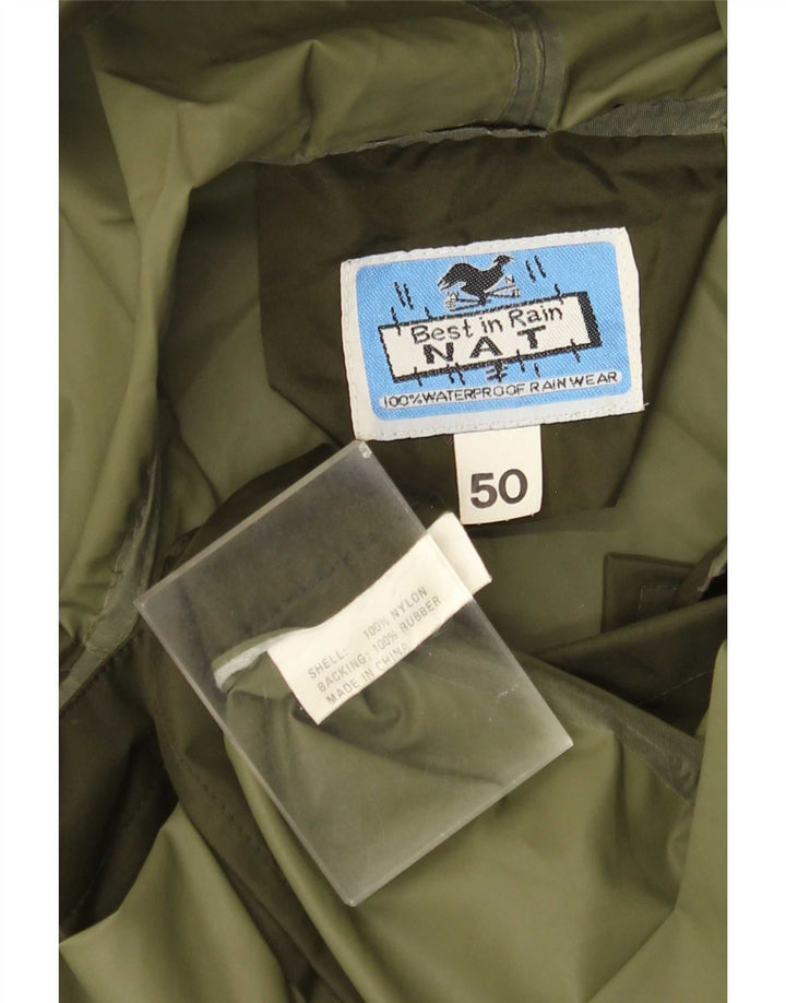 Vintage Mens Hooded Rain Jacket IT 50 Large Khaki Nylon