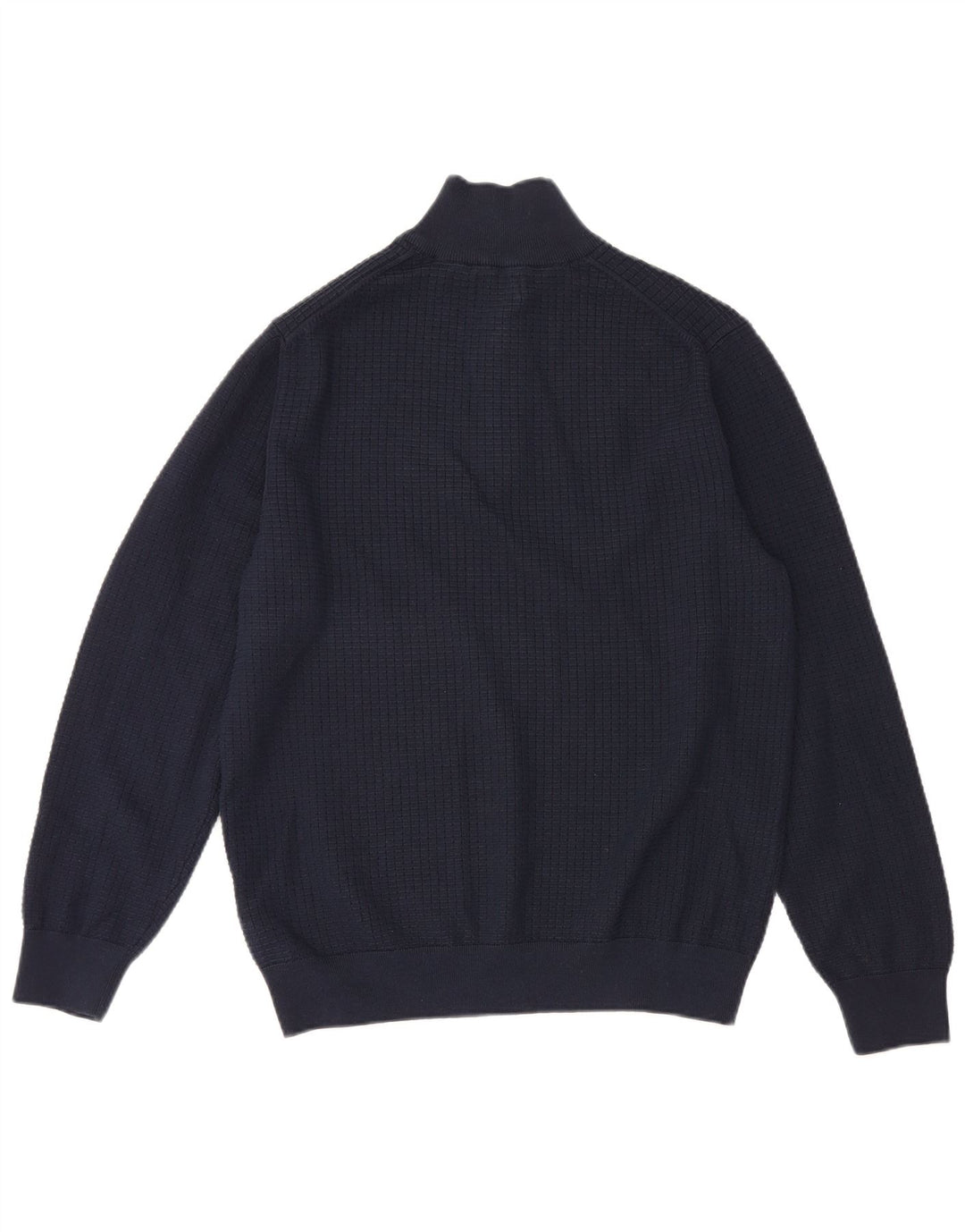 Gant Mens Zip Neck Jumper Sweater Large Navy Blue Cotton