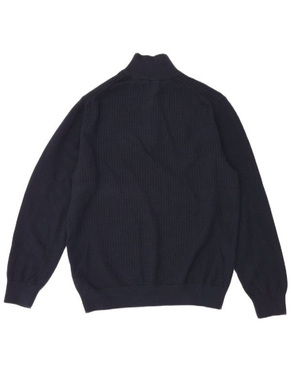Gant Herre Zip Neck Jumper Sweater Large Navy Blue Bomuld
