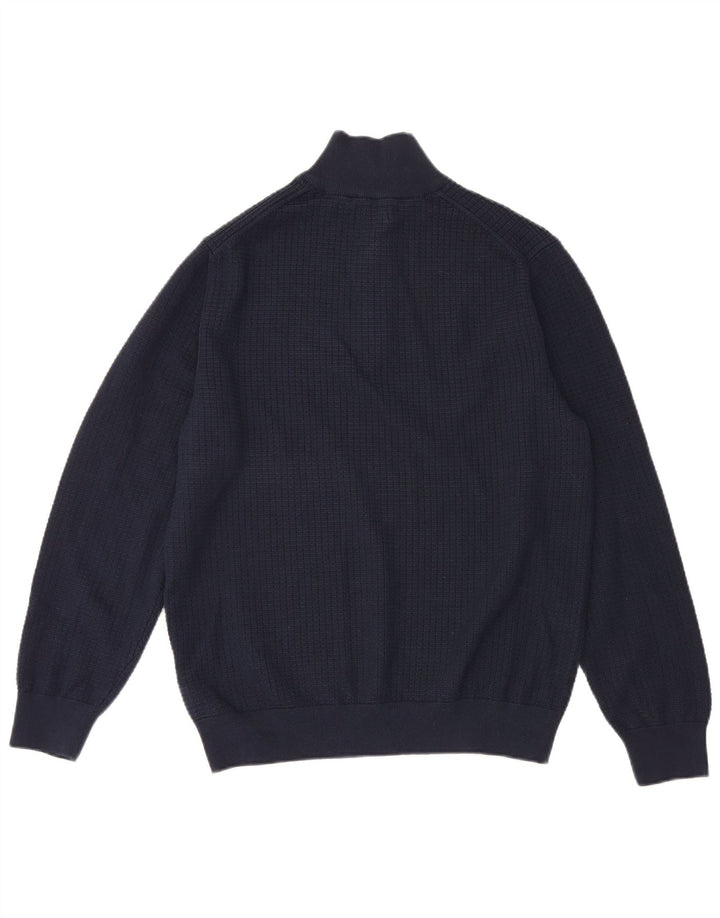Gant Mens Zip Neck Jumper Sweater Large Navy Blue Cotton