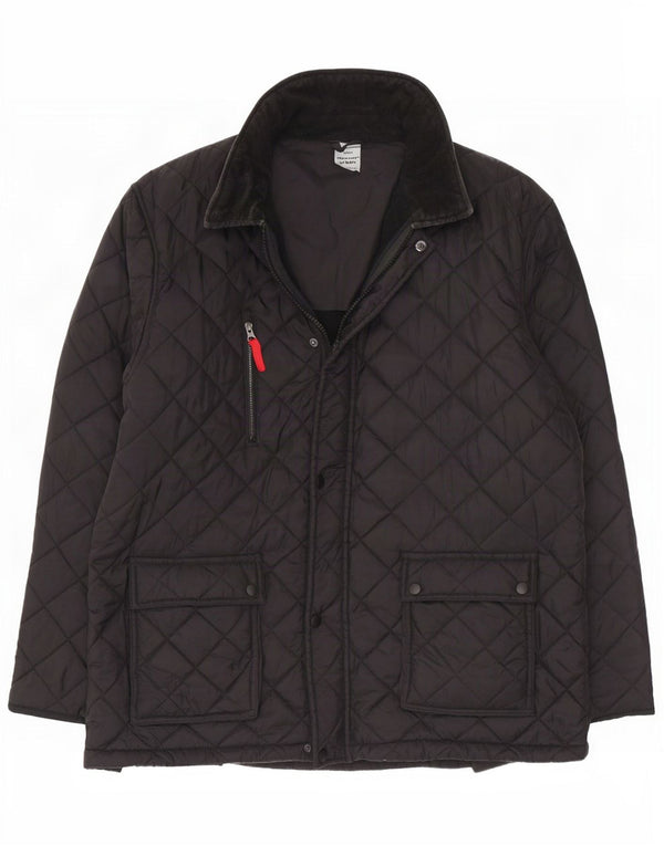 Vintage Mens Quilted Jacket UK 42 XL Black Nylon