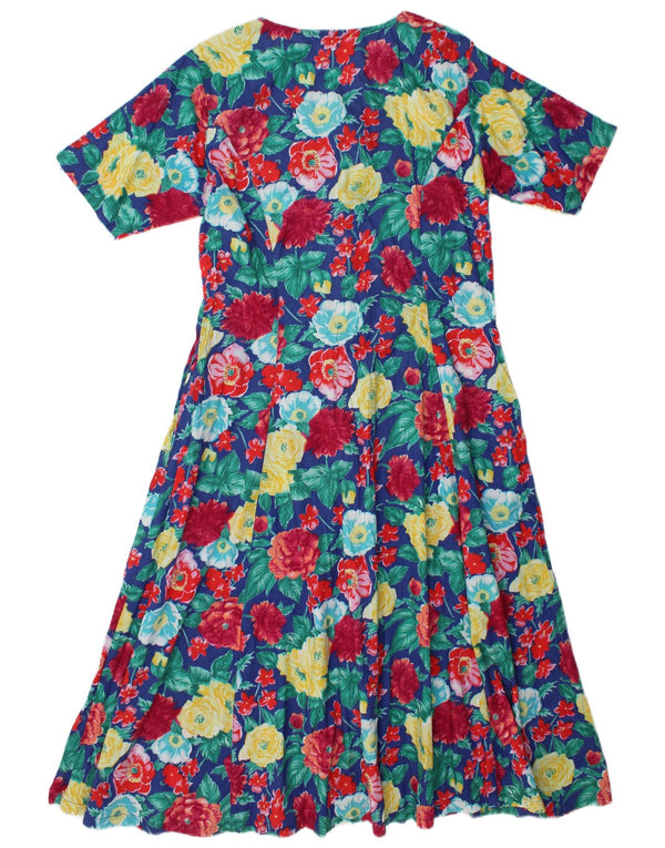 Damska sukienka w kształcie litery A w stylu vintage IT 48/50 XL, wielokolorowe kwiaty