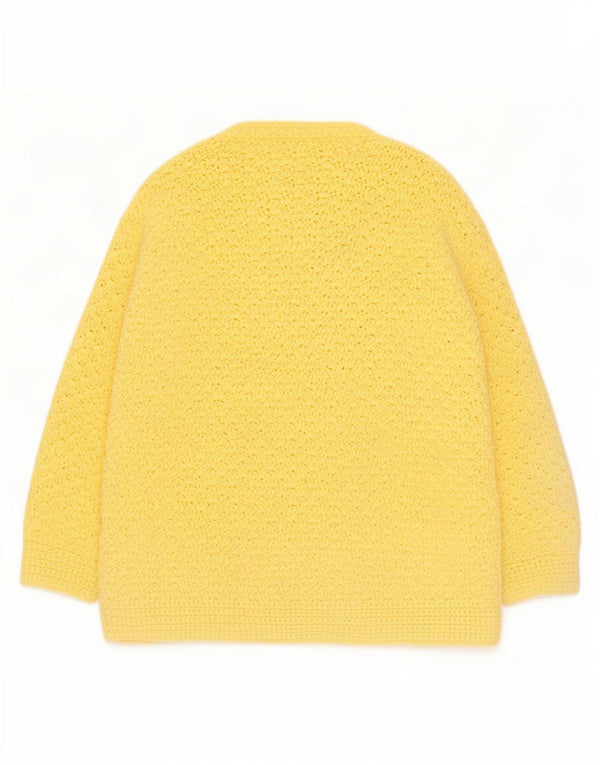 Maglione cardigan da donna vintage UK 16 grande giallo