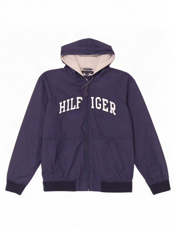 Tommy Hilfiger Ανδρική φόρμα φόρμας με γραφική κουκούλα Top Jacket Large Navy Blue