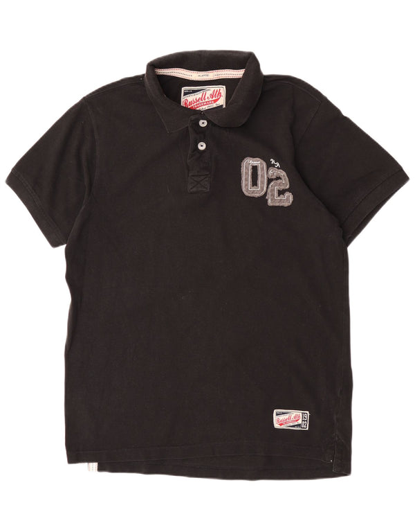 Russell Athletic Mens Graphic Polo Shirt XL Black Cotton