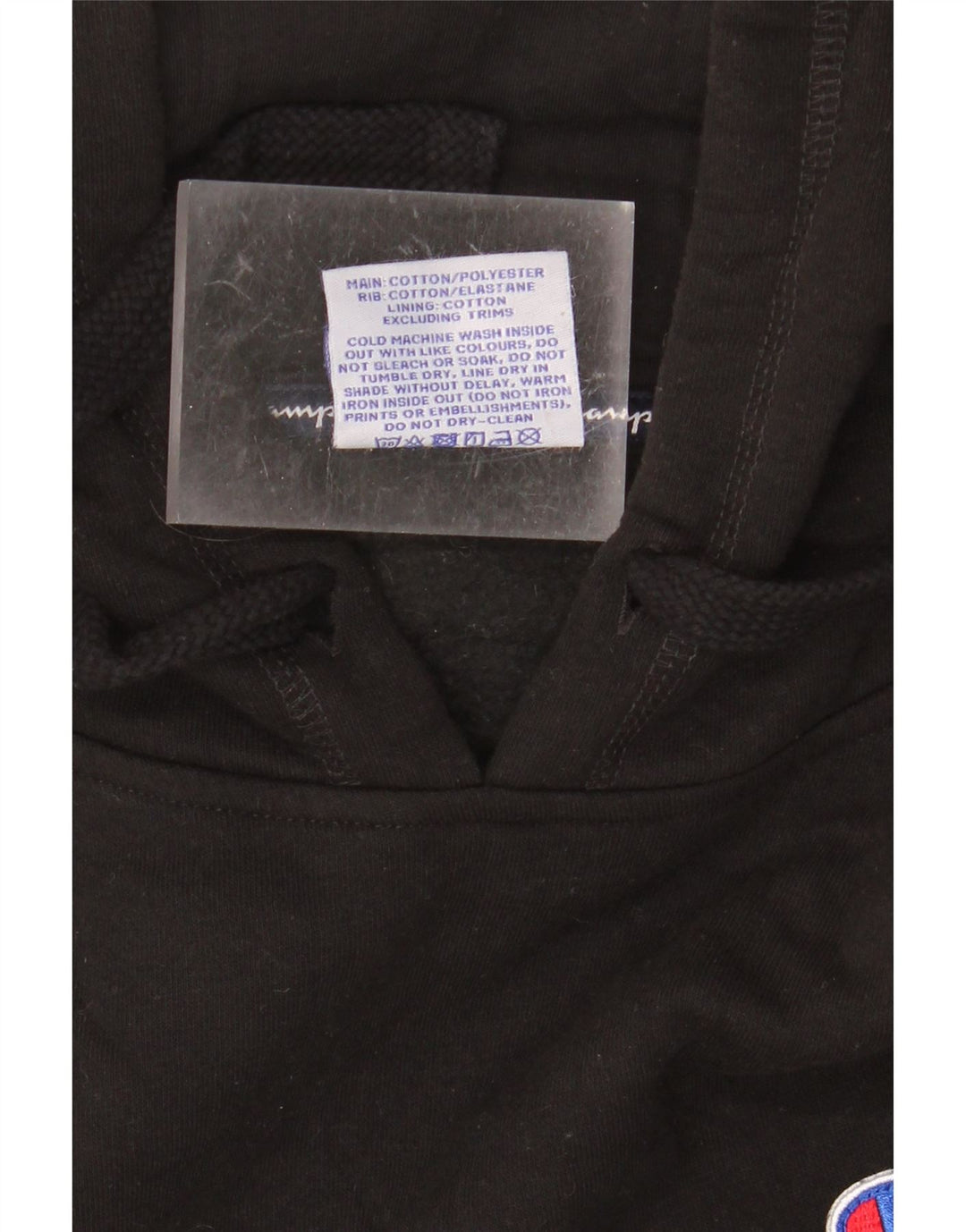 CHAMPION Mens Graphic Hoodie Jumper Medium Black Cotton