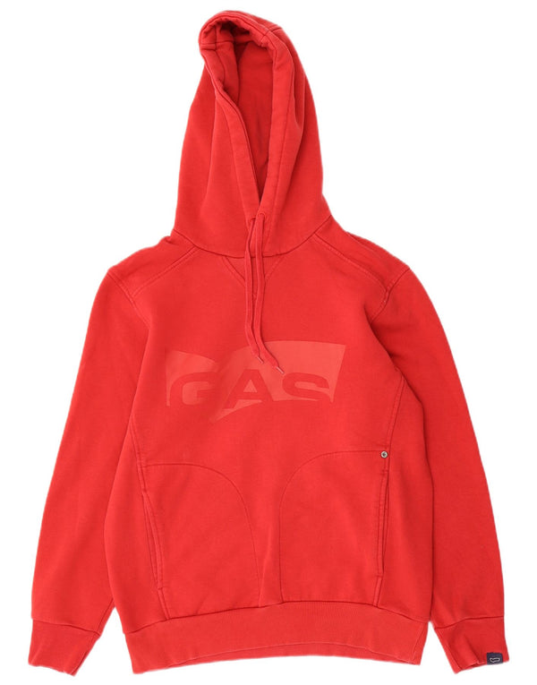 Maglione con cappuccio grafico da uomo GAS in cotone rosso medio