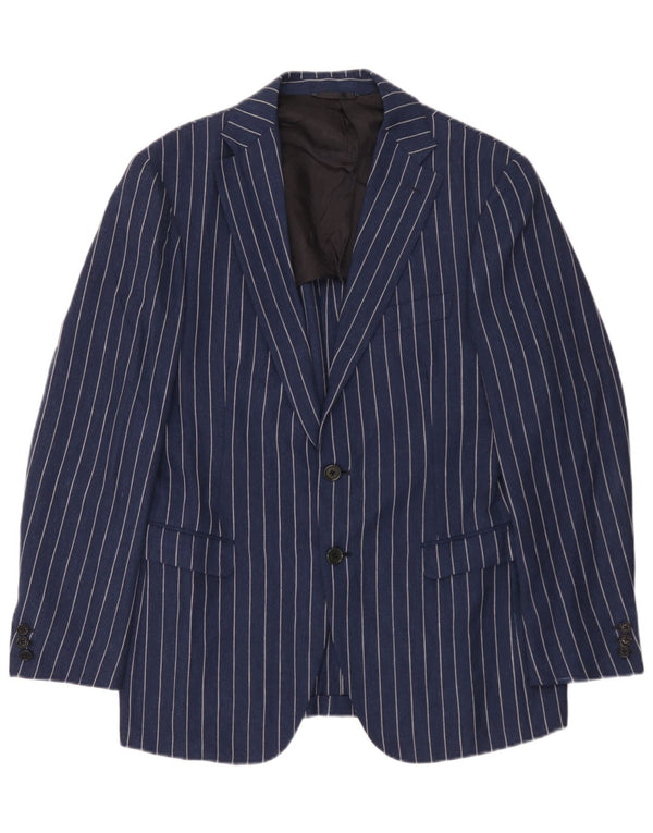 Jachetă Burberry pentru bărbați, cu 2 nasturi, IT 48 Medium Bleumarin, Lână cu dungi