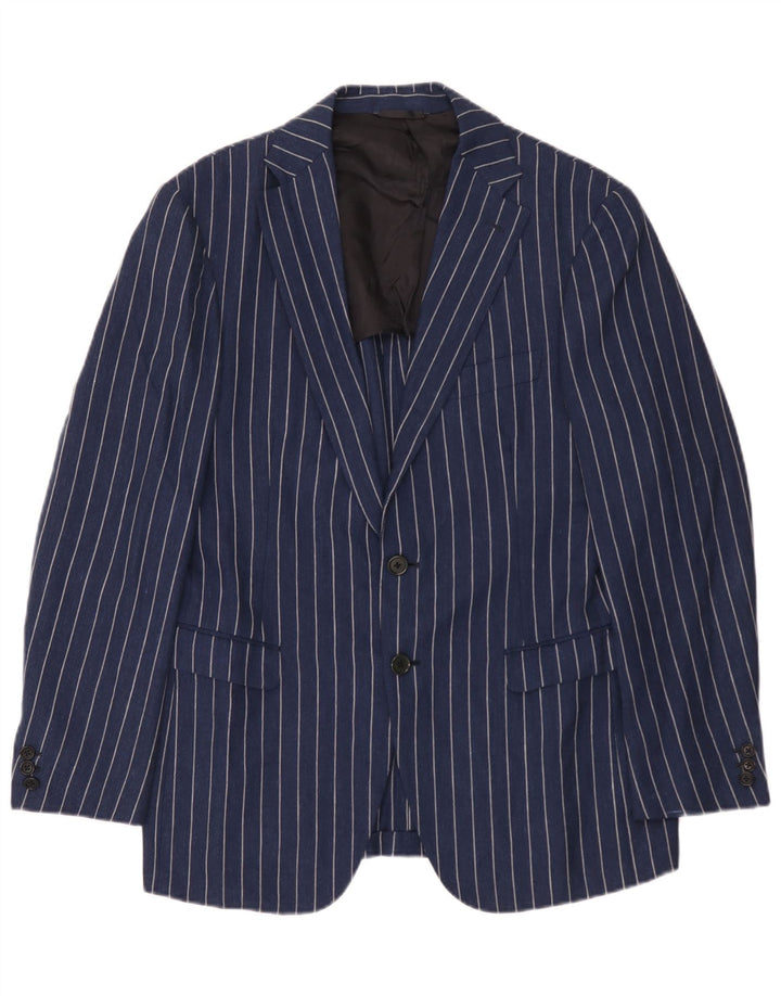 Jaqueta blazer masculina Burberry com 2 botões IT 48 lã listrada azul marinho médio