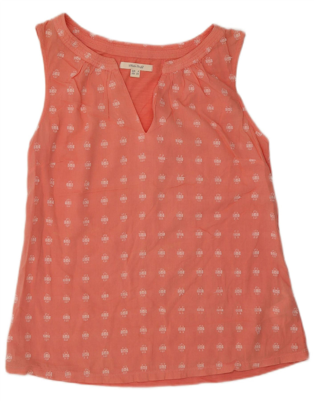 White Stuff Womens Abstract Pattern Sleeveless Blouse Top UK 8 Small Pink