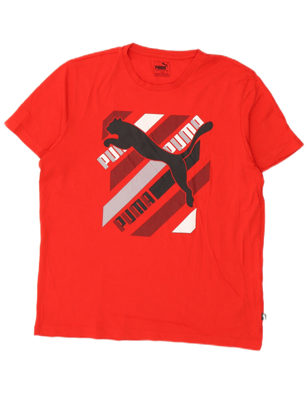 Puma Homme Graphic T-Shirt Top Large Rouge Coton