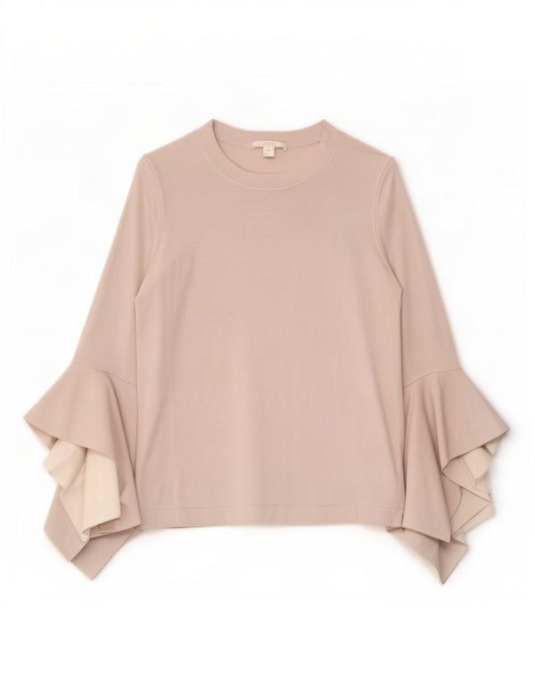 Cos Dame Loose Fit Langærmet Bluse Top UK 6 XS Grå Viscose