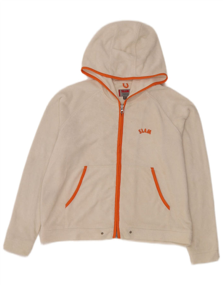 Slam Womens Fleece Oversized Zip Hoodie Sweater UK 10 Small White Polyester