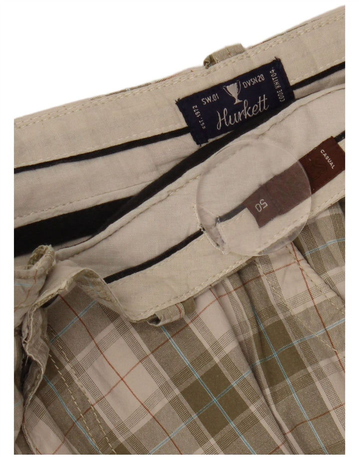 VINTAGE Herren Cargo Shorts IT 50 Large W38 Grün kariert