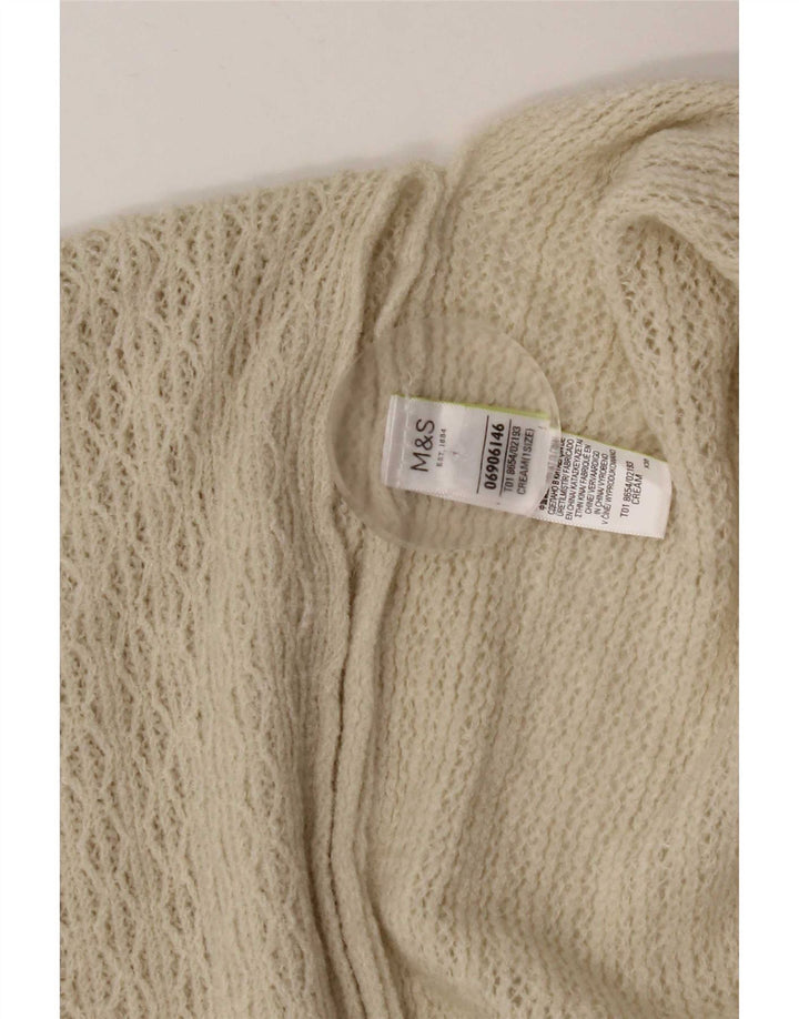 Marks & Spencer Womens Poncho Cardigan Sweater One Size Off White Acrylic
