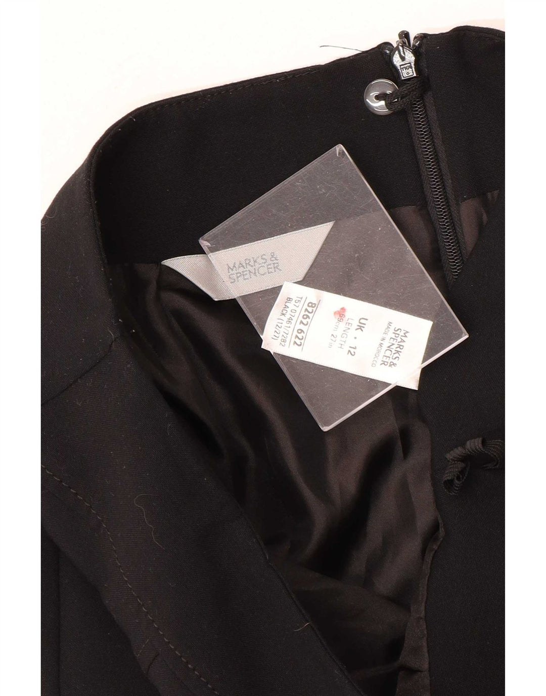 Marks & Spencer Falda recta para mujer UK 12 Medium W30 Poliéster negro
