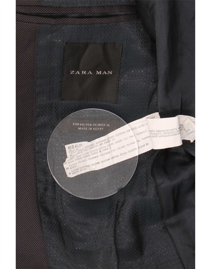 Jaqueta blazer masculina Zara com 2 botões EU 44 XS cinza algodão