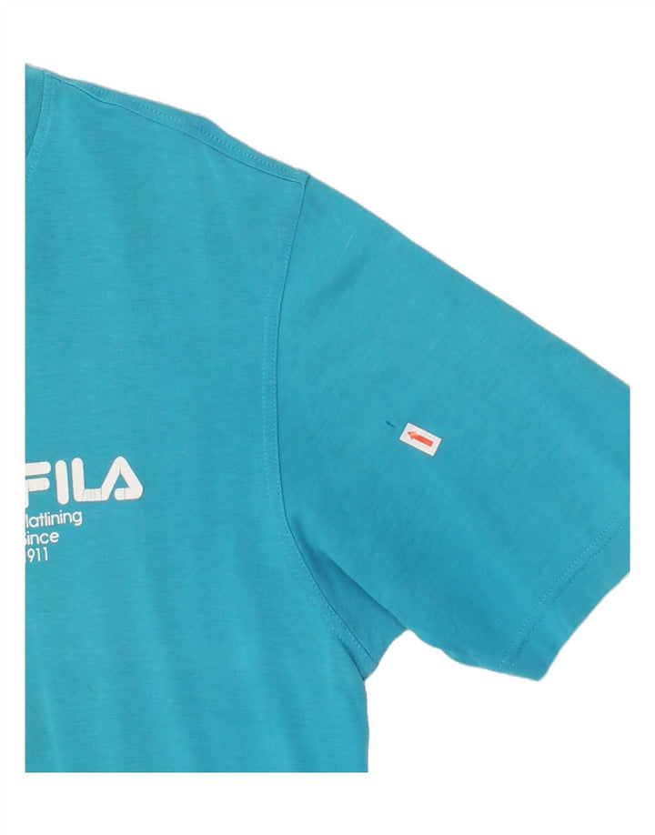 FILA Mens Graphic T-Shirt Top IT 52 Large Blue Cotton Vintage Fila and Second-Hand Fila from Messina Hembry 