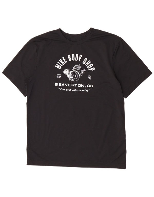 Nike Mens Dri Fit Graphic T-Shirt Top Medium Black Polyester