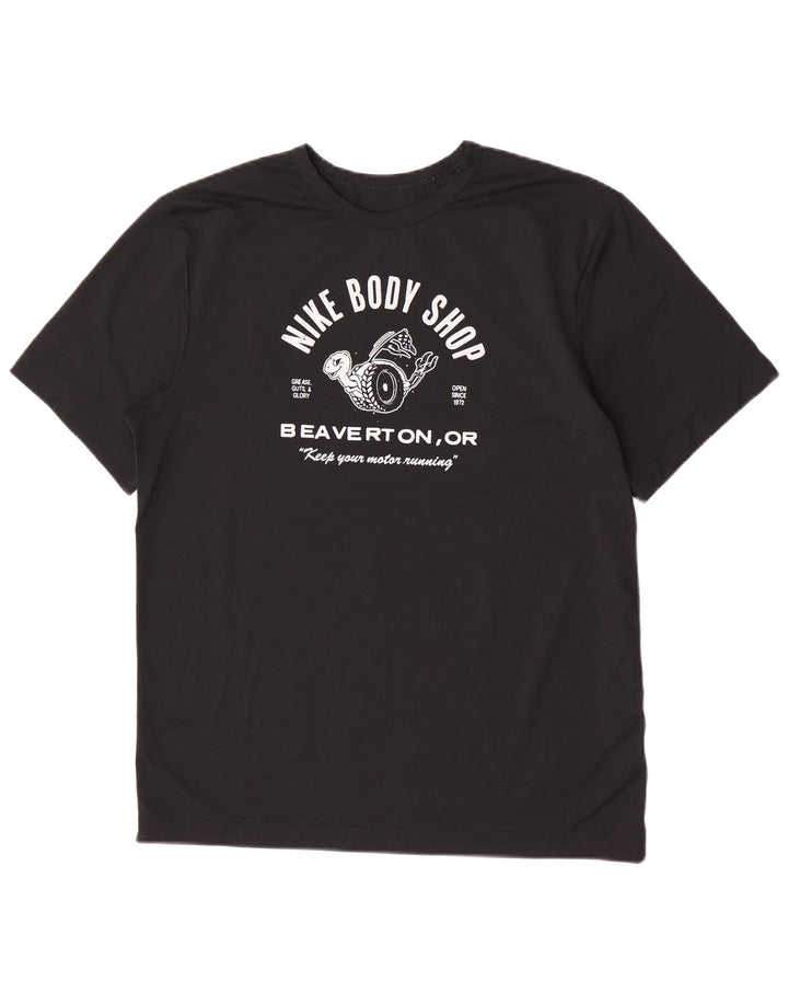 T-shirt grafica Nike Dri Fit da uomo, parte superiore in poliestere nero medio