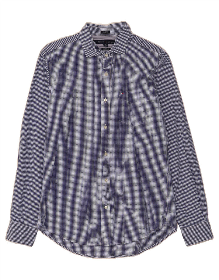 TOMMY HILFIGER Mens Custom Fit Shirt Medium Blue Check Cotton Vintage Tommy Hilfiger and Second-Hand Tommy Hilfiger from Messina Hembry 