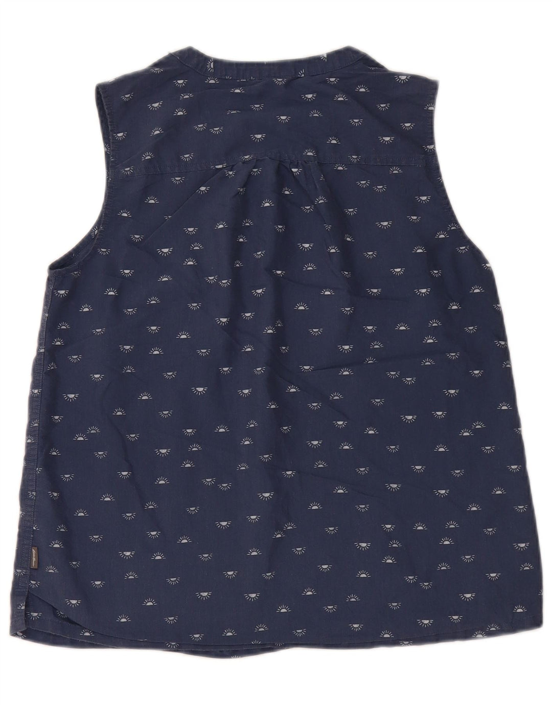 EDDIE BAUER Womens Sleeveless Blouse Top UK 10 Small Navy Blue Spotted