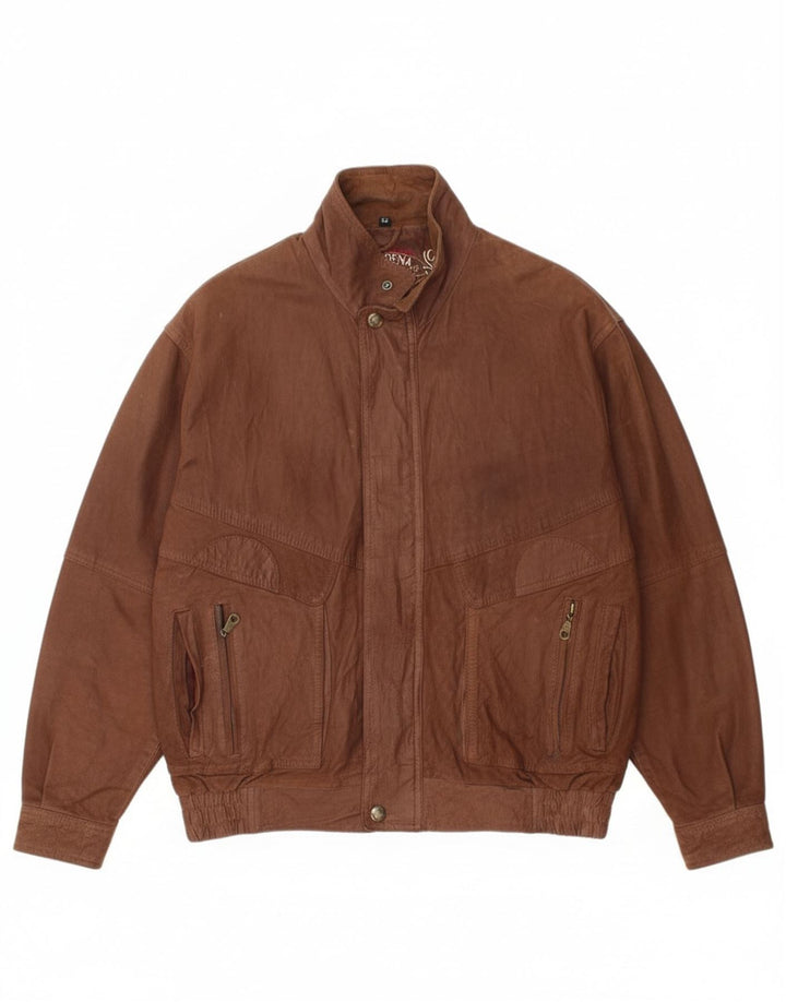 Morena Mens Suede Bomber Jacket IT 52 XL Brown Leather