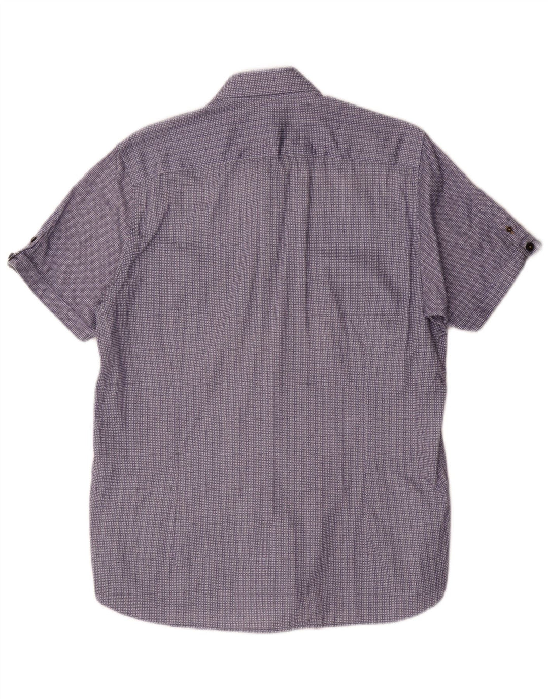 Ted Baker Mens Short Sleeve Shirt Size 4 Large Navy Blue Geometric Cotton