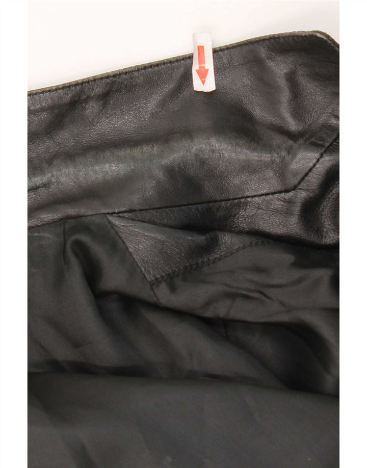 Giacca blazer in pelle vintage da uomo a 3 bottoni UK 40 grande nera