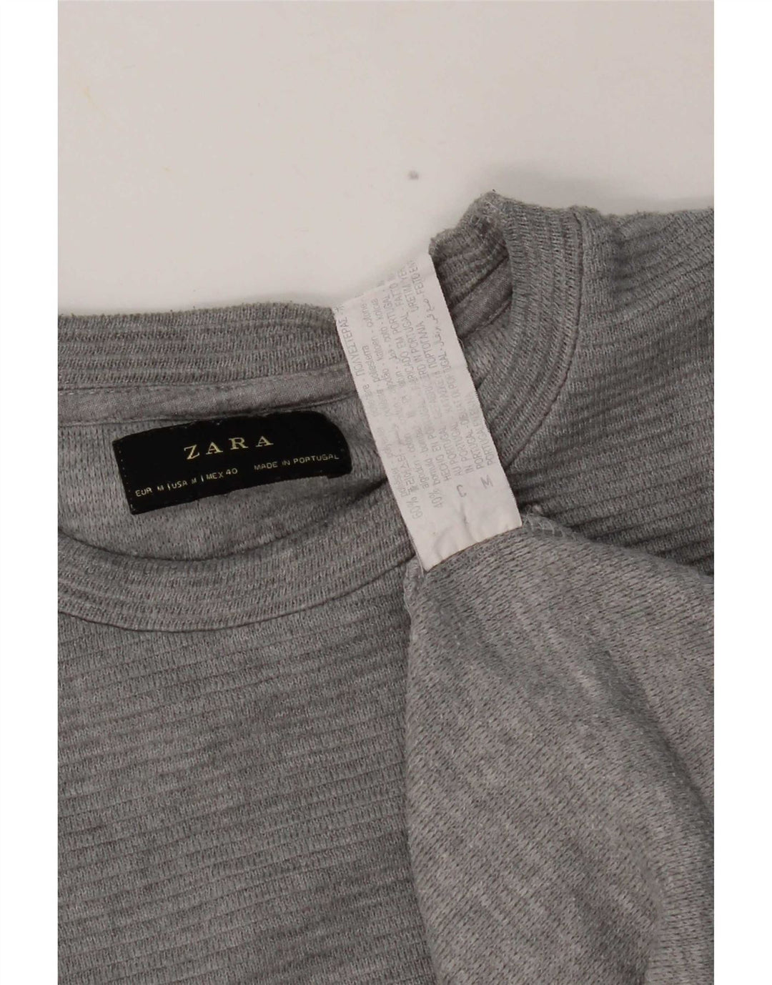 Zara Homme Top Manches Longues Gris Moyen Polyester