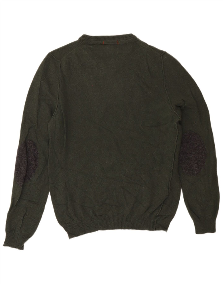 WOOLRICH Womens Crew Neck Jumper Sweater UK 14 Medium Khaki Wool